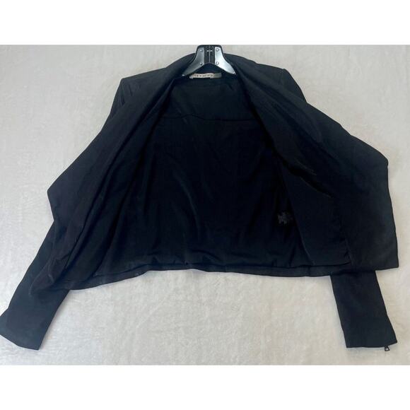 Alice + Olivia Goat Leather Jacket Size XS Draped Waterfall Open Front - Damaged - Picture 7 of 16